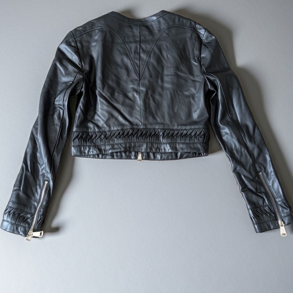 This is a Small Cropped black Bebe faux-leather jacket. - Picture 5 of 5